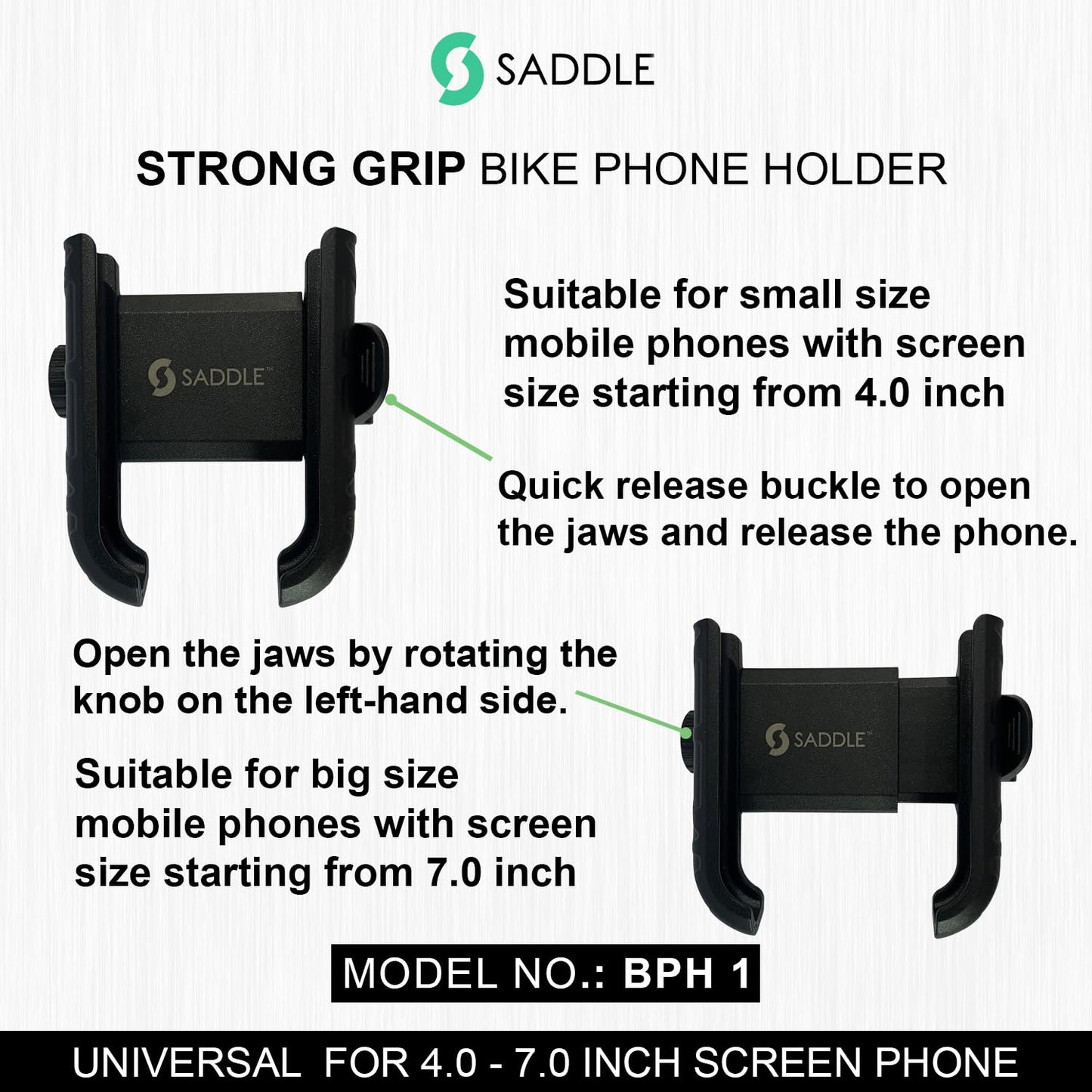 SADDLE BPH 1 Bike/Motorcycle/Scooter Mobile Phone Holder Mount, Ideal for Maps and GPS Navigation