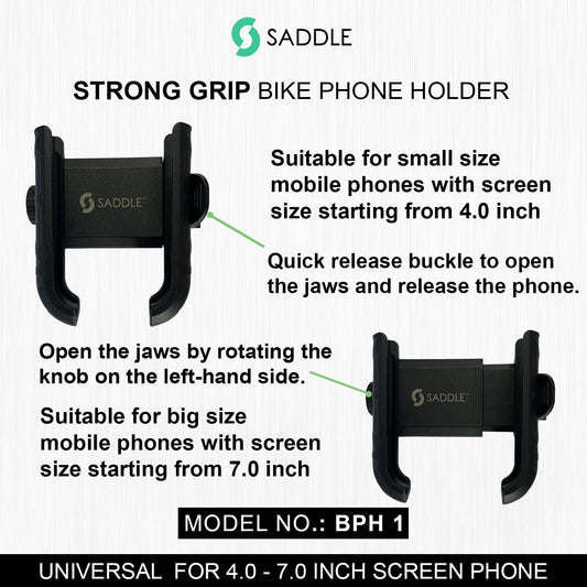 SADDLE BPH 1 Bike/Motorcycle/Scooter Mobile Phone Holder Mount, Ideal for Maps and GPS Navigation