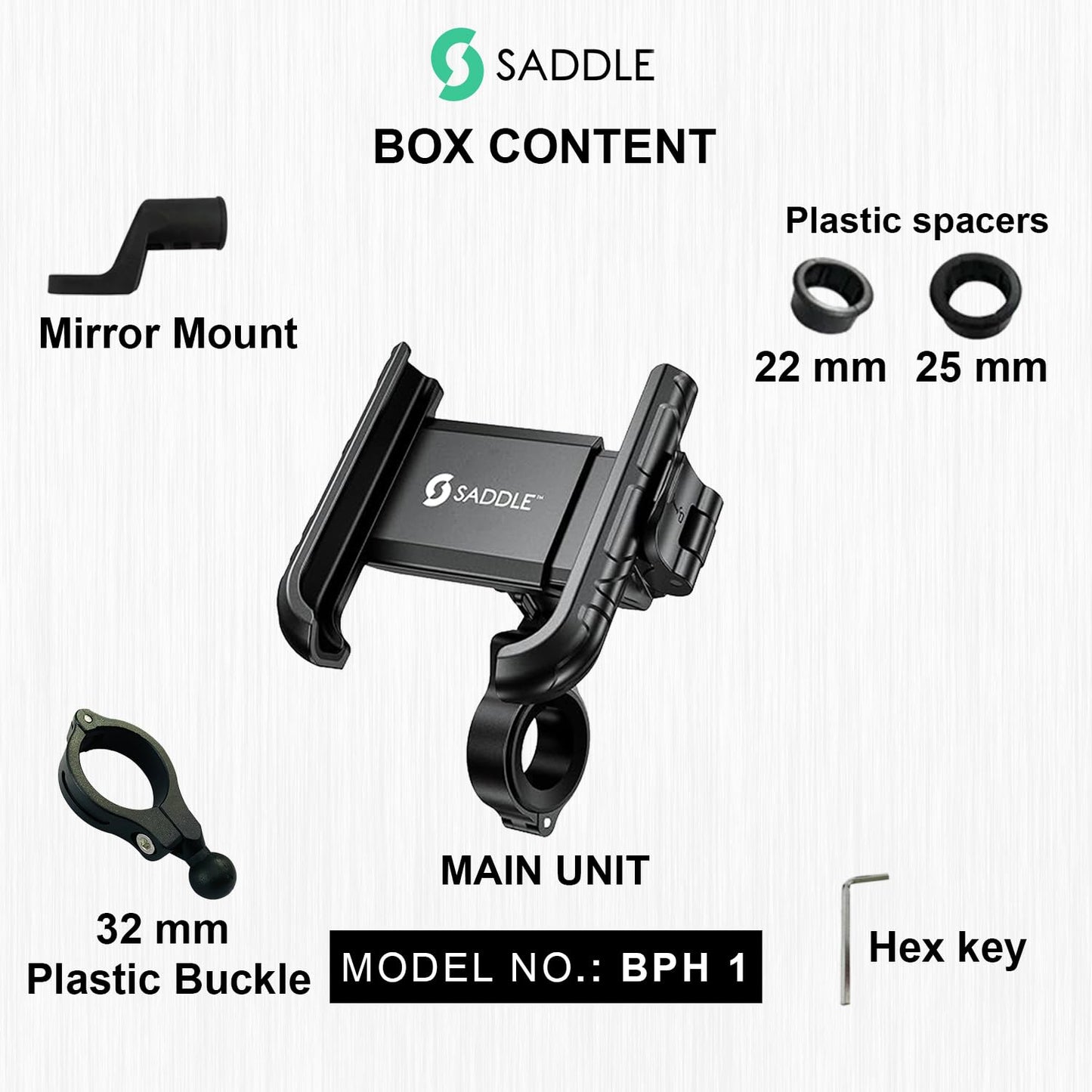 SADDLE BPH 1 Bike/Motorcycle/Scooter Mobile Phone Holder Mount, Ideal for Maps and GPS Navigation